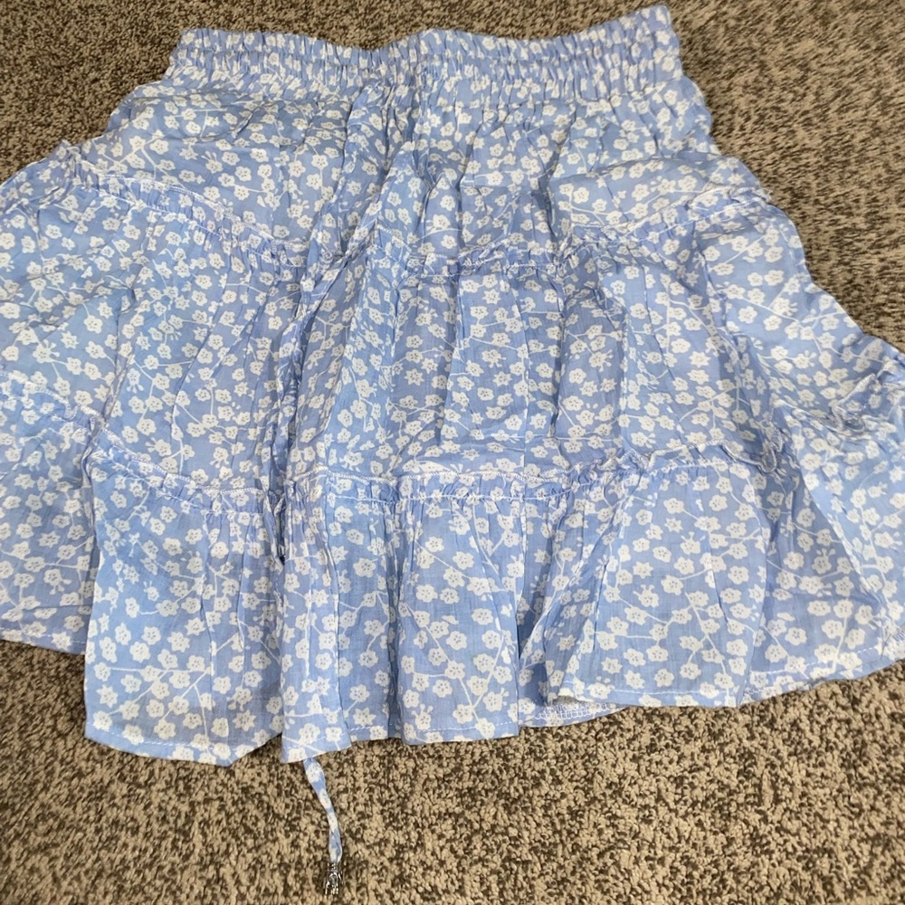 Princess Polly Light Blue Floral Mini Skirt